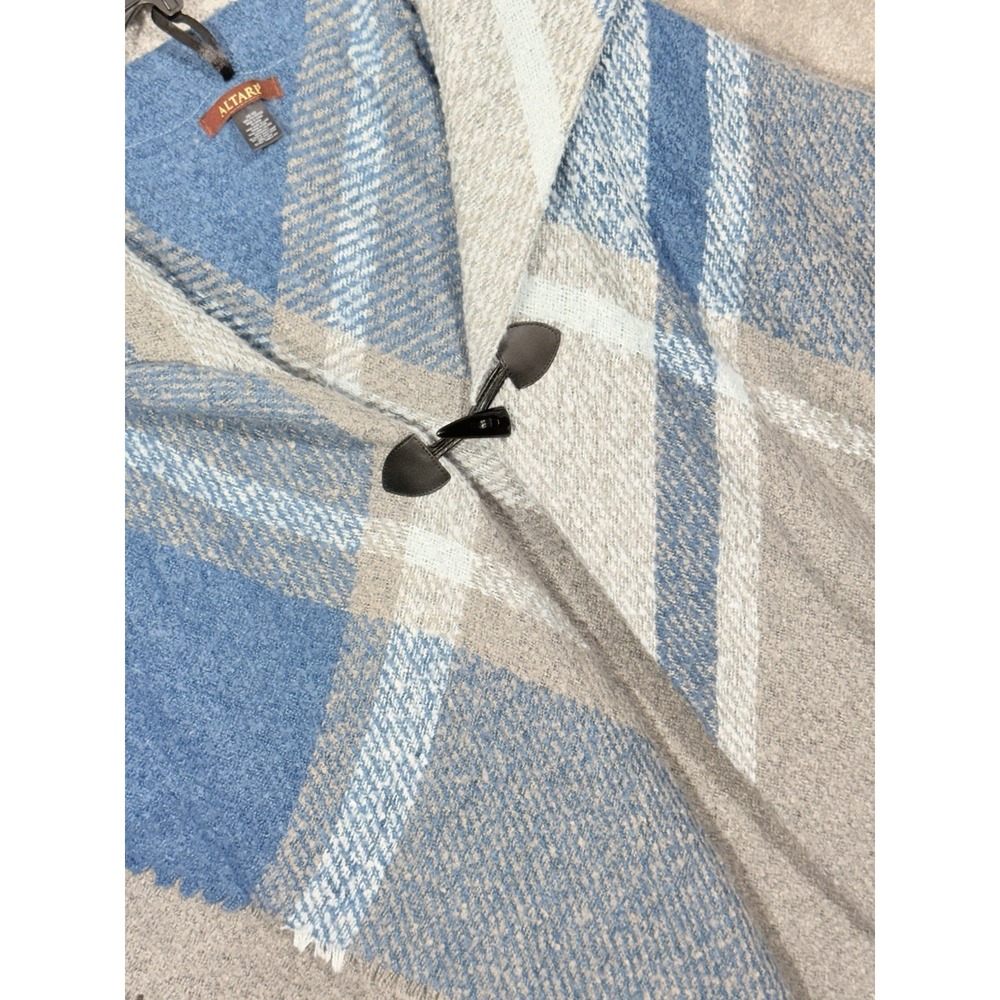 Altare Blue Gray‎ Poncho Shawl Fringe Sweater Women's One Size Soft